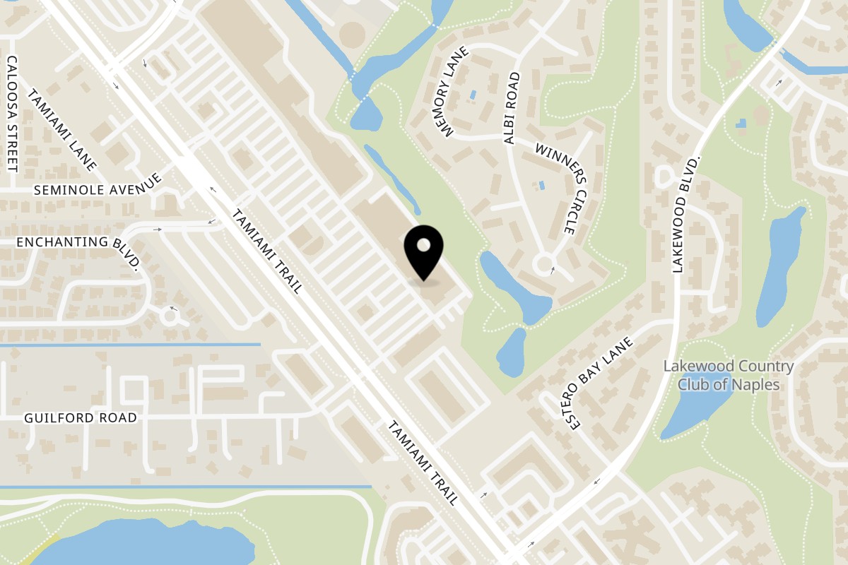 Map showing the location of Caribbean Grill & Bakery, LLC on 3847 Tamiami Trl E in Naples